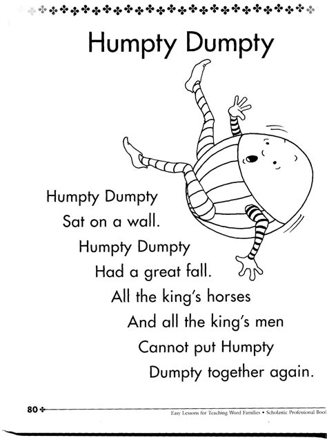 Humpty Dumpty Poem Printable